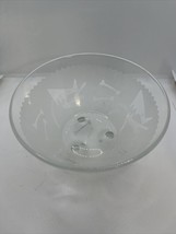 Joe Boron Frosted Etch Glass Bowl Vintage Dish Dog Cat - $23.22