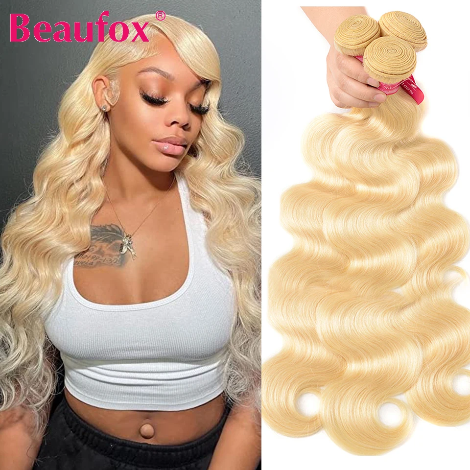 Beaufox 613 Blonde Body Wave Bundles Brazilian Human Hair Weave Bundles 3/4 - £43.88 GBP+