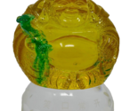 Laughing Buddha Crystal Glass FengShui Statue Ornament - $148.49