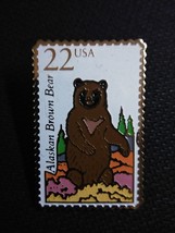 USPS 22¢ Alaskan Brown Bear Stamp Metal Pin-back Pin - NEW - £2.35 GBP