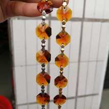 10FT Amber Crystal14MM Octagon Chandelier Light Part Wedding Silver Bowtie Chain - £15.21 GBP