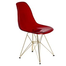 LeisureMod Dining Chair Molded Acrylic with Chrome Eiffel Base and Curve... - $1,393.16 MXN
