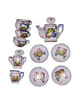 Child Miniature Porcelain Tea Set Floral Made In Japan MidCentury 13 Pc VTG - $18.98