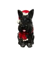 Black Scottish Terrier 12&quot; Scottie Dog Cookie Jar With Christmas Santa Hat - $45.77 CAD