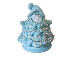 Christmas Ceramic Handpainted Light Up Christmas Tree With Santa Claus Face 9&quot; - £37.75 GBP