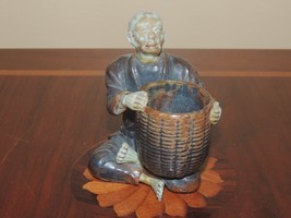 Mud Man/ Men with Basket Brown Robe Basket 4&quot; unmarked poss Japan Mudman - $315.74 CAD