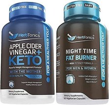 Apple Cider Vinegar Plus Keto BhB Salts with Night Time Fat Burner Bundle - £45.27 GBP