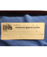 1930&#39;s Commercial Bank of Live Oak, Florida Obsolete Check Blank - $27.00 CAD