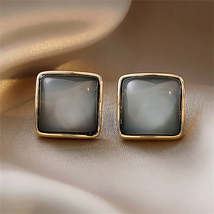 Cats Eye &amp; 18K Gold-Plated Square Stud Earrings - £10.40 GBP