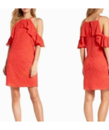 Trina Turk Sz S Women Ladybug Roseville Cold Shoulder Dress Orange Red L... - $343.61 MXN
