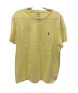 POLO RALPH LAUREN Men&#39;s Short Sleeve Solid YELLOW V-Neck T-Shirt Blue Lo... - £7.45 GBP