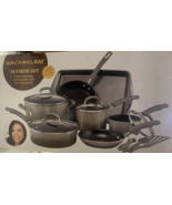 RACHAEL RAY Grey Non Stick 14 piece COOKWARE Pot Pan SET ACCESSORIES Har... - $170.99