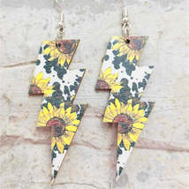 Yellow &amp; Silver-Plated Sunflowers Lightning Drop Earrings - £11.18 GBP