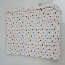 Koala Baby Paw Print Puppy Dog Blanket White Blue Thermal Waffle Weave Tan 33x29 - $39.59
