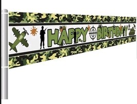 Camouflage Happy Birthday Banner Camouflage Birthday Party Backdrop 9.8-... - $13.84