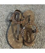 Sputnik Women&#39;s Brown Multicolor Woven Strap Thong Sandals Size 12 - $41.83 CAD