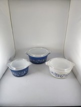 Pyrex Colonial Mist Casserole Set of Three with lids 475-B 474-B 473-B - $79.19