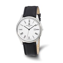 Mens Charles Hubert Stainless Black Leather Band 43mm Watch - $146.99