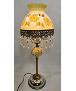 Vintage Parlor Lamp GWTW Student Lamp Yellow Sunflowers Prisms - $183.37 CAD
