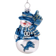 Detroit Lions NFL Football Glass Glitter Snowman Christmaas Ornament NEW - £13.27 GBP