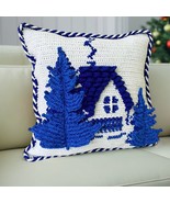 Pillow case &quot;Winter tale&quot;, 100% cotton crochet , handmade cushion, home ... - $904.61 MXN