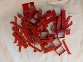 Lego Lot of 50+ Vintage Classic Red Tiles Smooth Flat Long Printed Window - $38.24