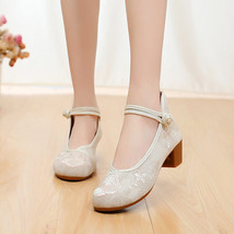5m High Heel Women Fabric Embroidered Shoes Elegant Ladies Chinese Style Pumps R - £25.40 GBP