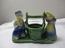 Vintage Shawnee Pottery Planter Wishing Well Dutch Boy Girl Adorable 710 - £12.61 GBP