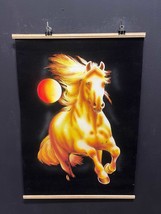 Hand-Painted Black Velvet Artwork, Beautiful horse  under moon velvet pi... - $99.00