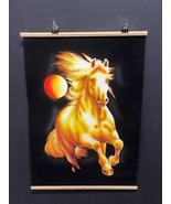 Hand-Painted Black Velvet Artwork, Beautiful horse  under moon velvet pi... - $1,825.93 MXN