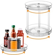 2 Tier Lazy Susan Organizer, 9 Inch 360 Rotating Turntable Organizers Spice Rack - $32.99