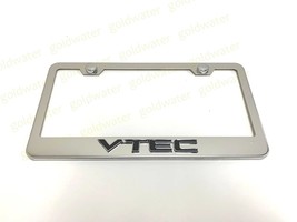 3D VTEC Badge Emblem Stainless Steel Chrome Metal License Plate Frame Fo... - £18.39 GBP