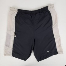 Vintage Nike Swim Trunks Board Shorts Men&#39;s Black White Medium Gray Tag Swoosh - £14.38 GBP