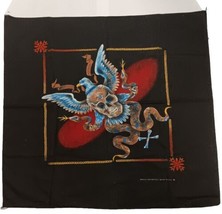 VINTAGE BIKER SKULL, SNAKES &amp; EAGLE MACABRE BANDANA 22&quot; x 22&quot; MADE IN US... - £29.81 GBP