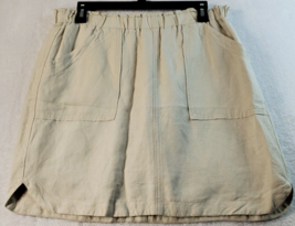 Banana Republic Skirt Womens Size 6 Beige Linen Pockets Elastic Waist Pull On - £11.76 GBP