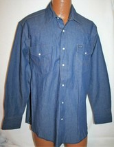 Wrangler Men&#39;s 70127MW Blue Denim Pearl Snap Long Sleeve Shirt 16x34 Western - £27.12 GBP