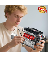 1169 Pcs Visible V8 Internal Combustion Ohc Engine Motor Working Model D... - $1,699.84 MXN