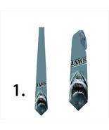 Men necktie with Jaws and Sharks print customized print - £20.45 GBP