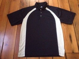 Top Flite Black Beige Stripe Mens Polo Golf Quick Dry Polyester Shirt S 40&quot; - $19.99