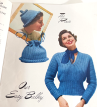 Vintage Hats Bags Bulky Sweaters Knit Crochet Patterns Star Hat Bag Book #107 - £7.39 GBP