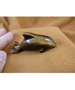 (Y-DOL-SW-730) Golden tiger&#39;s eye DOLPHIN swimming gemstone FIGURINE dol... - $24.99