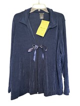 CitiKnits QVC Style Women’s Fly Away Tie Front Cardigan Blue 2X Long Sle... - $29.50