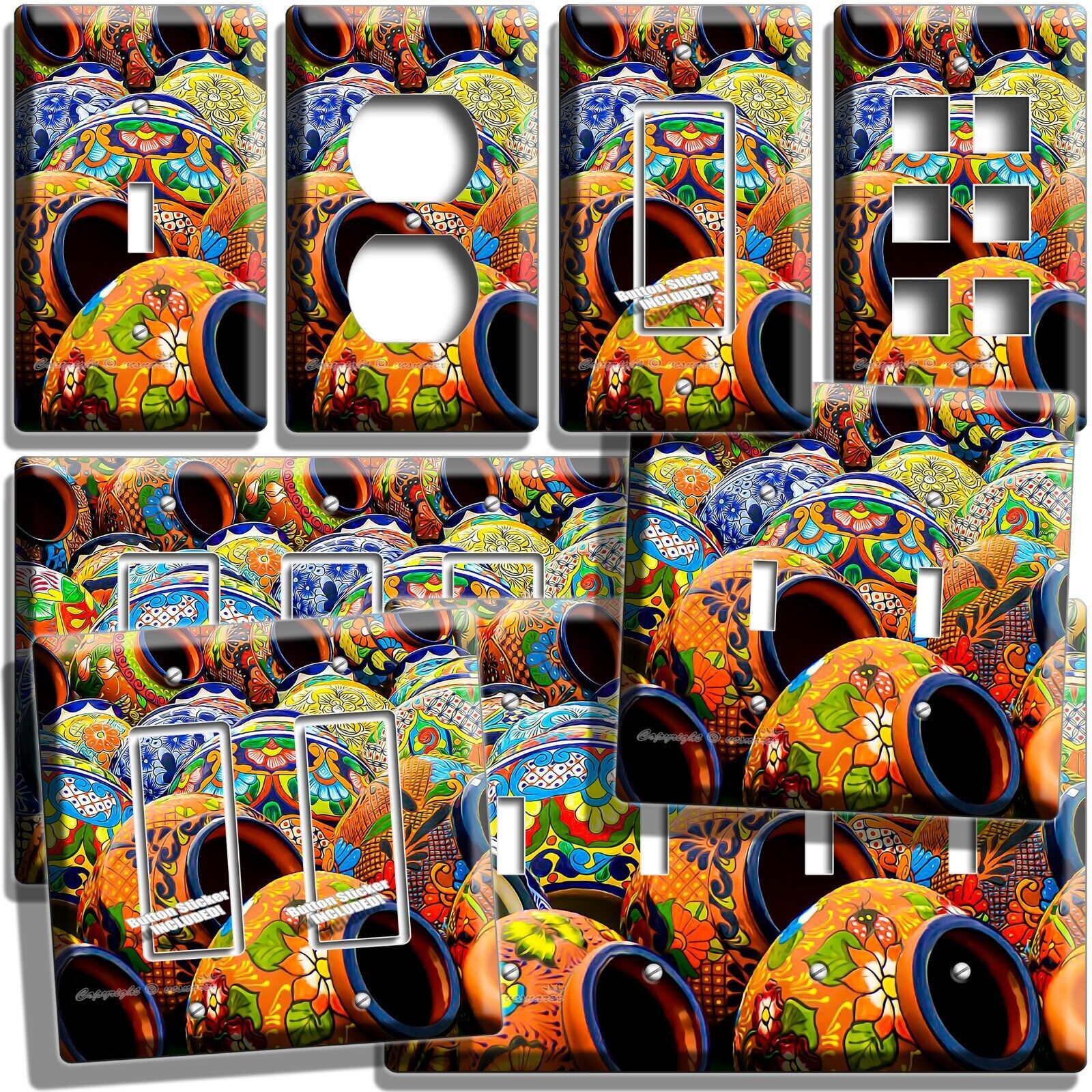 MEXICAN TALAVERA POTS VASES LIGHTSWITCH OUTLET WALL PLATE SOUTHWESTERN ART DECOR - $17.99 - $28.99