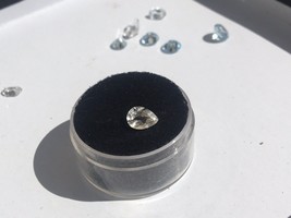 Faceted White Topaz, Genuine Gemstone, 7mm x 5.5mm Pear, Natural - £4.87 GBP