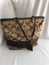 Authentic COACH Signature Shoulder Tote Bag Canvas Brown Leather 10125  With COA - £31.15 GBP