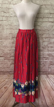 Oleg Cassini Wrap Skirt Red Floral Swim Coverup Mare Moda Vintage Large W29 - £33.03 GBP