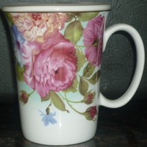 LIDDED FINE PORCELAIN TEA/COFFEE CUP MUG FLOWERS ROSES BUTTERFLY - $4.00