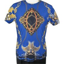Men Crew T Shirt Makrom Turkey Medallion Chain Floral European 1217-421 Blue new image 2