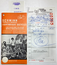 Vintage 1973 SCHWINN BICYCLE Owners Manual &amp; STORE RECEIPT Lightweight 1... - £23.29 GBP