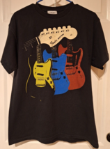 Vtg Fender Mustang Guitar T Shirt Size M Black Graphic Original Fender Brand SS - £12.22 GBP